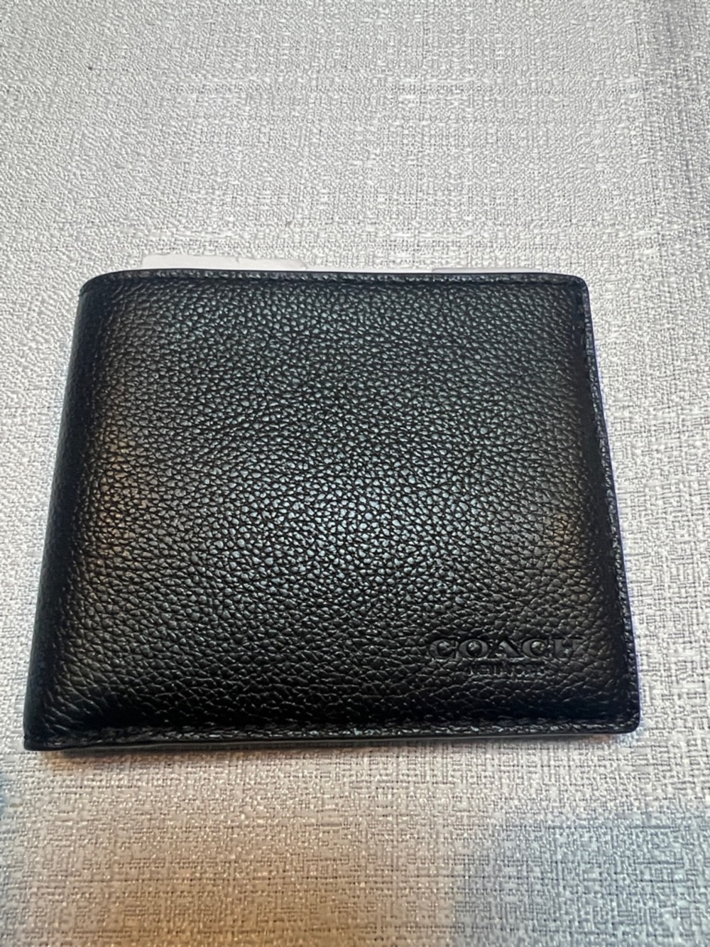 Coach Black Pebbled Leather Bifold Card Wallet